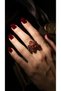 Bronze Women's Ring Authentic Copper Jewelry Red Zircon Stone Prism Flowered Adjustable Vintage - 6