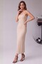 Women's Rope Strap Square Neck Viscose Long Basic Dress Beige - 4
