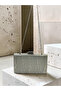 Anthracite Gray Platinum Striped Laser Patterned Women's Evening Dress Bag Wedding Engagement Graduation - 5
