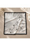 Women's Scarf 50X50 cm Floral Patterned Black and White Stylish Neck and Bag Accessory - 5