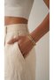 Steel Bracelet Gold Color Greek Motif Zircon Stone Women's Bracelet Stylish Design - 4