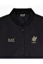 Men's Regular Fit Logo Printed Striped Bomber Black Jacket - 5