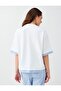 White Stripe Detailed Crew Neck Short Sleeve Modal T-Shirt - 5