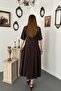 Brown Single Button Short Jacket and Skirt Set - 4