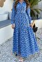 Blue Belt and Floral Print Dress - 3