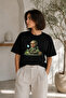 Premium Meditating Robot Printed Oversize Unisex T-Shirt Black Fantastic T-Shirt - 2