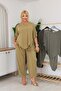 Plus Size Tencel Modal Fabric Set with Cape Blouse - 3