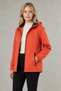 Women's Orange Removable Hooded Water and Wind Resistant Zippered Raincoat & Windbreaker - 3