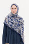 Crispy Floral Pattern Soft Cotton Shawl - Navy Blue