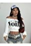 Women's Boat Neck Crop Voila Printed Sweatshirt - 2