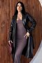 Women's Belted Faux Leather Trench Coat Double-Breasted Collar Long Leather Jacket - 5