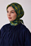 Green Geometric Pattern 100% Twill Silk Scarf 4406-56 - 2