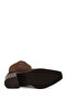 Women's Brown Printed Thick Heeled Suede Leather Cowboy Boots Wf170035Ds - 6