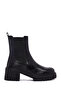 Women's Black Thick Heeled Leather Chelsea Boots Wf450005Dv