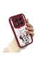 Xiaomi Redmi Note 14 Pro Plus 5g Compatible Case Camera Protector Minnie Pattern Burgundy Lover Couple Silicone Phone Case - 3