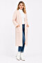 Women's Plus Size, Powder, Striped Fabric, Pocket Cap, Long Cardigan 65N39611 - 3