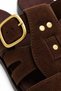 Black Women's Suede Gold Buckle Detailed Cage Closed Toe Bohemian Slippers - 9