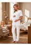 New Season Ecru Double-Breasted Easy Breastfeeding Design Short Sleeve 100% Cotton Maternity Pajama Set - 8