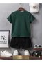 Summer Children's T-Shirt Shorts Unisex (Black Printed) - 2