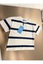 Children's T-Shirt Oversize Navy Blue Striped - 3