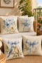 4-Piece Throw Pillow Cover Set with Ribbon, Flower Pot, Bird and Flower Pattern - 2