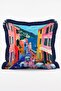 مجموعة أغطية وسائد مزينة بالشراشيب من أمالفي، مكونة من 4 قطع، بتصميم شجرة الليمون ومشهد ساحلي. - 4