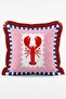 Italian-Themed 4-Piece Fringed Cushion Cover Set with Lobster, Olive, and Sardine Patterns - 3