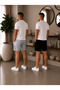 2 Pieces of Men's Shorts (Black-Grey) Comfortable Model Lightweight Fabric Cotton - 5