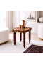 Decorative Hand-Cut Sheesham Wood Coffee Side Table with Brass Inlay{W:30 X D:30 X H:30 Cm} - 5