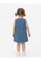 Girl's Denim Dress Rainbow Heart Pocket Sleeveless Jean Dress - 2