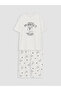 Lcw Kids Ecru Printed Girls' Capri Pajama Set - 2
