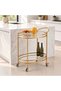 2-Tier Rolling Serving Cart with Glass Shelves, Metal Beverage Cart on Wheels - 7