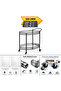 2-Tier Rolling Serving Cart with Glass Shelves, Metal Beverage Cart on Wheels - 2