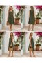 Women's Strappy Round Neck Front Pleated Short Aerobin Dress - 5