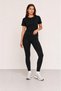 Women's Black Basic T-Shirt Lycra Single Jersey Fabric Crew Neck Short Sleeve Regular Fit