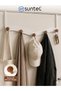 5-Piece Door Hanger - Black and White with Wooden Knobs - 50X14X5 cm