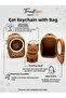 Cat Keychain with Bag and Bag Charm 3D Design Brown - 2