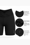 Women's High Waist Gathering Cycling Shorts – Double-Breasted Waist Detail, Stretchy Sports Shorts Leggings (Black) - 5