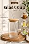 Glass Cup with Straw and Bamboo Lid |   Cold Coffee, Bubble Tea, Lemonade, Smoothie and Soda Glass 540 ml