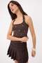 Kahverengi Havuz Yaka Vücudu Saran Crop Mücevher Detaylı Triko İnce Bluz TWOSS26BZ00317