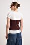 Multicolor Fitted/Bodycon Short Sleeve Knitted Cotton Stretch Knitted T-Shirt Twoss26Ts00298 - 7