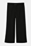 Siyah Kemerli Wideleg/Geniş Paça Normal Bel Krep Kumaş Örme Büyük Beden Pantolon TBBSS26AR00047 - 4