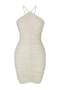 Ekru Simli Örme Drape Detaylı Vücudu Saran Kısa / Mini Elbise TPRSS26EL00248 - 6