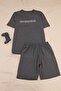 Anthracite Regular Fit Printed 100% Cotton Summer Pajama Set Tmnss26Pt00038 - 4