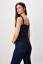 Koyu Mavi Az Esnek Fermuar Detaylı Denim Bluz TWOSS26BZ00827 - 4