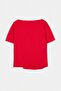 Limited Edition Kırmızı Drapeli Esnek Örme Büyük Beden T-shirt TBBSS26BF00020 - 6