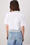 Beyaz Dantel Garnili Crop/Kısa Kesim Gömlek TWOSS26GO00195 - 4