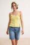 Limited Edition Yellow Premium Yarn Pool Collar Body Hugging Crop Knitwear Slim Blouse Twoss26Bz00304 - 2