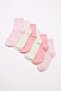 Ecru-Pink 6-Pair Cotton Blend Plain Knitted College Socks Thmaw24Co00022 - 3