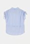 Blue Shoulder Gathered Belted Striped Shirt Tdrss26Go00119 - 7